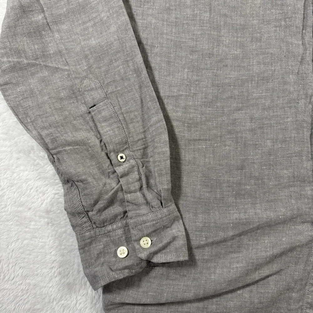 Banana Republic Men's M 15-15.5 Greige Linen Blend Long Sleeve‎ Button Down